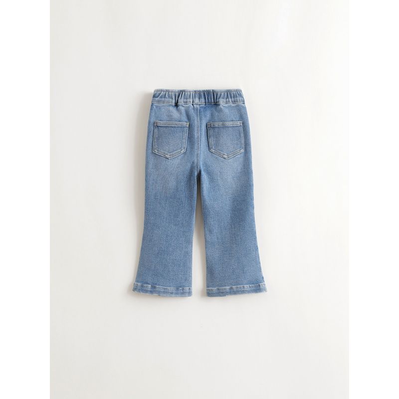 Mark Jenny Girls' Soft and Stretchy Rhinestone-Embellished Denim Flared Pants, New Spring Style Baby Pants 551516
