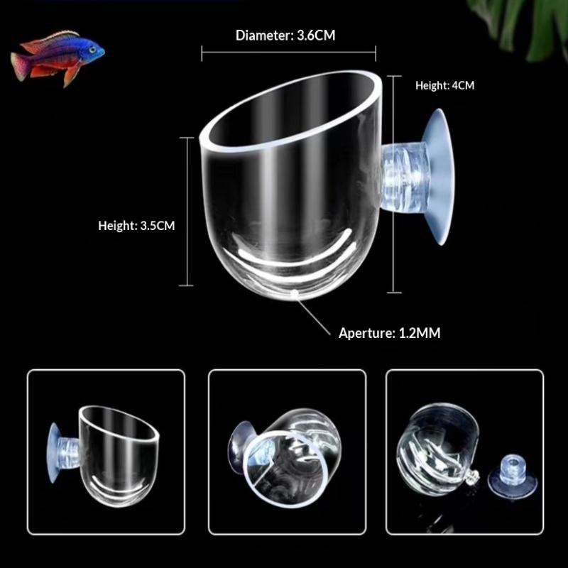 Transparent Acrylic Aquatic Plant Cup Aquarium Fish Tank Plant Pot With Suction Feeding Container Aquarium Accessories