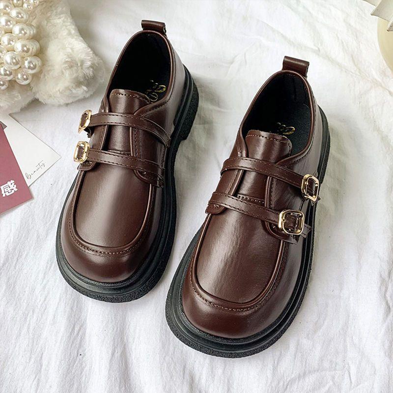 

Черные кожаные туфли с толстой подошвой, универсальные, одинарные 40 коричневый