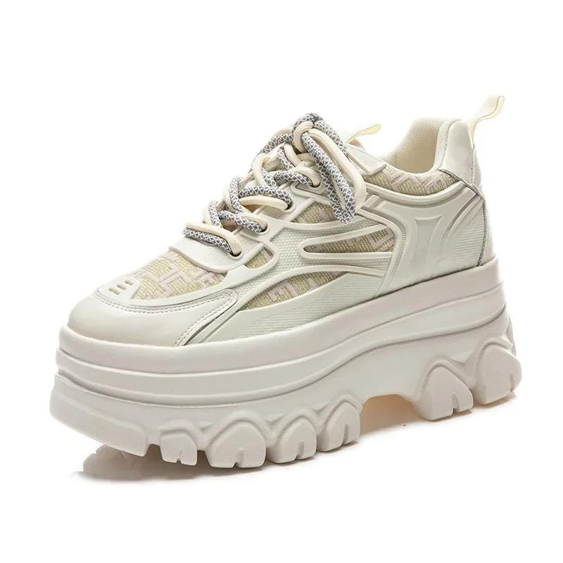 

Горячее качество 9 см массивные кроссовки на платформе туфли на танкетке женская повседневная обувь дышащая летняя обувь женские модные кроссовки весна 33 бежевый