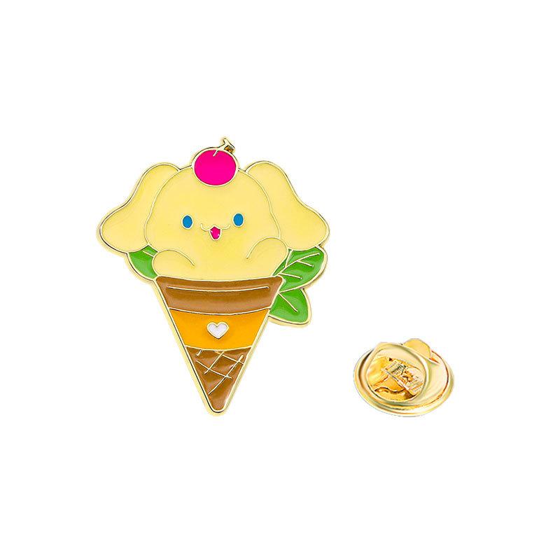 Original Enamel Alloy Brooch Cute Small Animal Ice Cream Sweet Pin Badge for Kid Clothes Backpack Decoration Wholesale