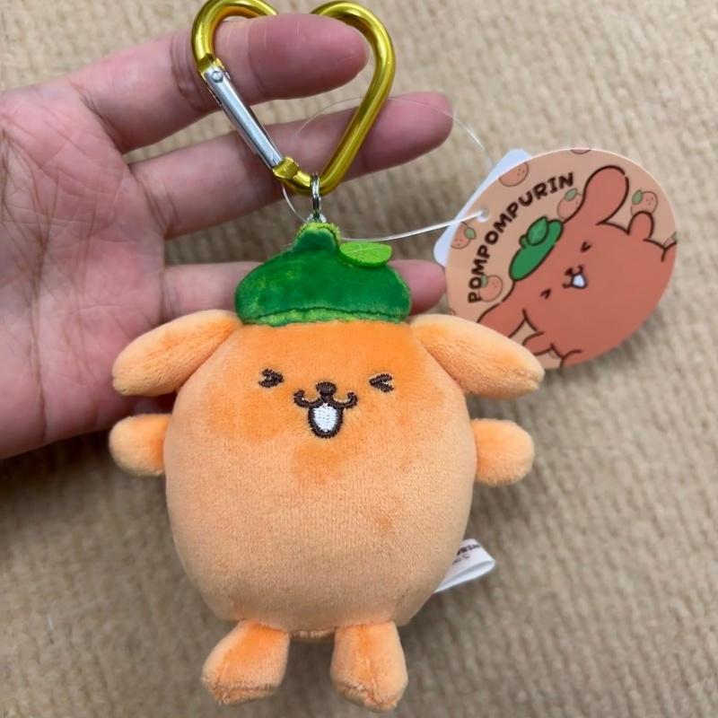 10CM Soda Color Fruity Pudding Dog Plush Toy Keychain Pompompurin Eggplant Orange Soft Stuffed Doll Pendant Girls Gift