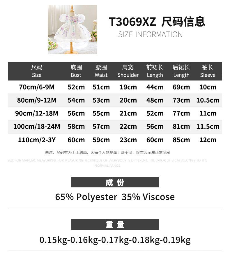 Wedding Flower Girls Dress Toddler Baptism 1st Birthday Dress Baby Girl Clothes Princess Wedding Lace Party Kids Costume T3069
