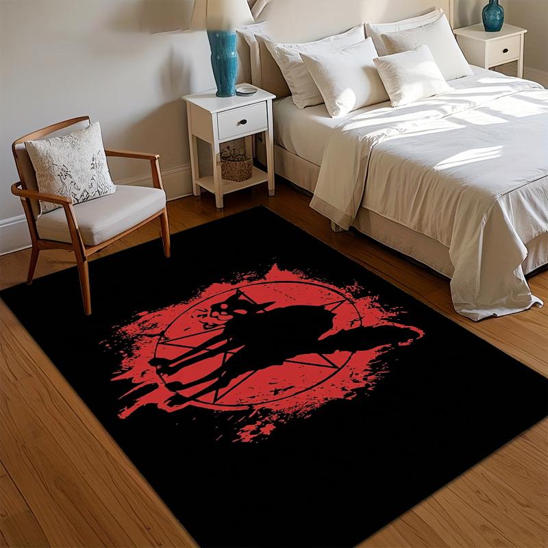 

Gothic Decor Area Rug Cat Silhouette Cat Carpet for Bedroom Living Room Non-Slip Washable Simple Floor Mat Cat Lovers Red&black 40x60CM