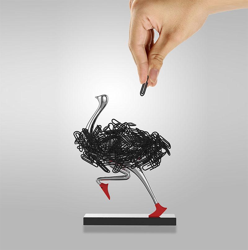 Ostrich Magnetic Cute Home Decor Holder Paper Clip Storage Box Rack Ornament Office Gift Home Decoration Accessories Home Decor