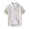 Foreign Trade Surplus Summer Striped Short-Sleeve Cotton-Linen Shirt for Men, Loose Simple Shirt, Trendy Casual Thin Top