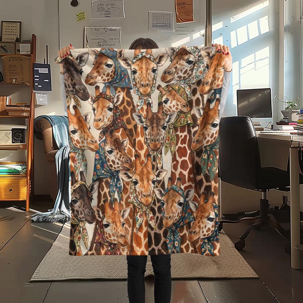 1 Stück Retro Tier Kunst Druck Flanelldecke, Hohe Qualität für Alle Jahreszeiten, Heimdekoration, Wärme und Komfort, Perfekt für Weihnachtsgeschenke