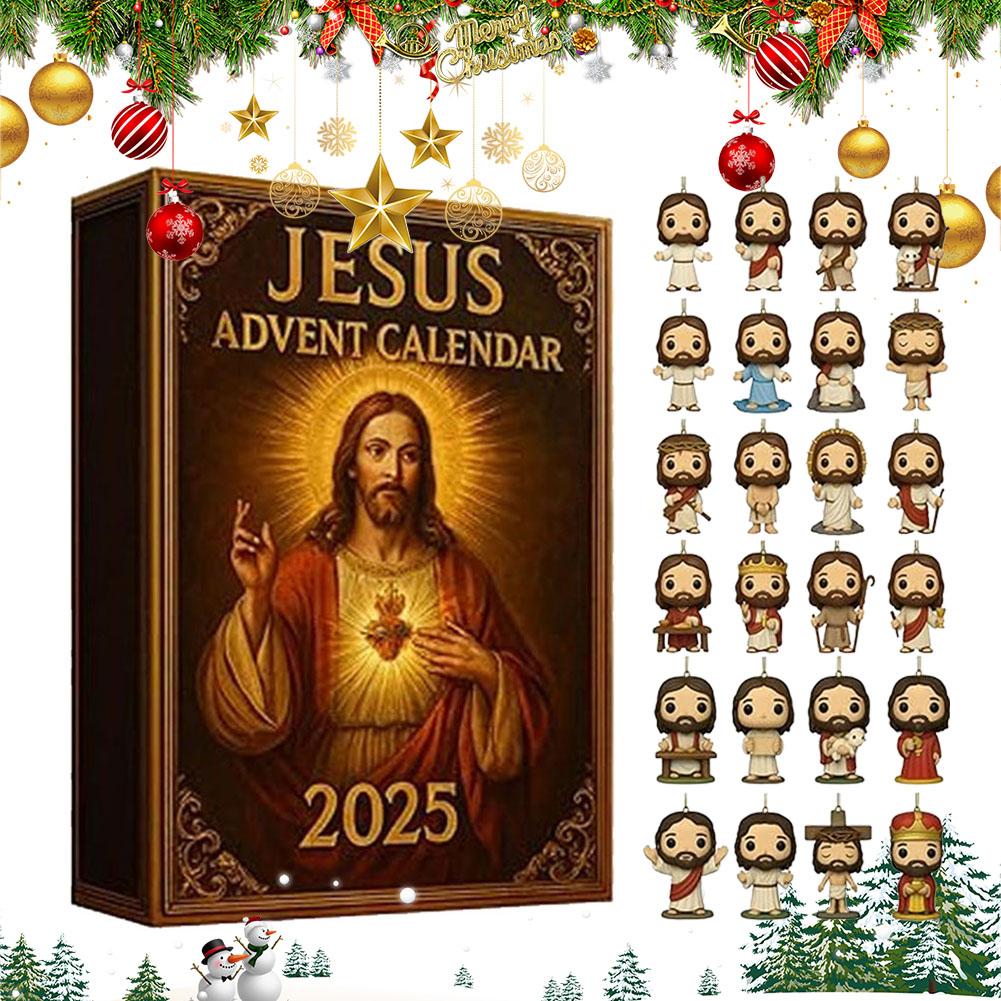 Christmas Advent Calendar Countdown Blind Box Pendant Christmas Tree Decorations 2D Flat Acrylic Cartoon Shaped Pendant