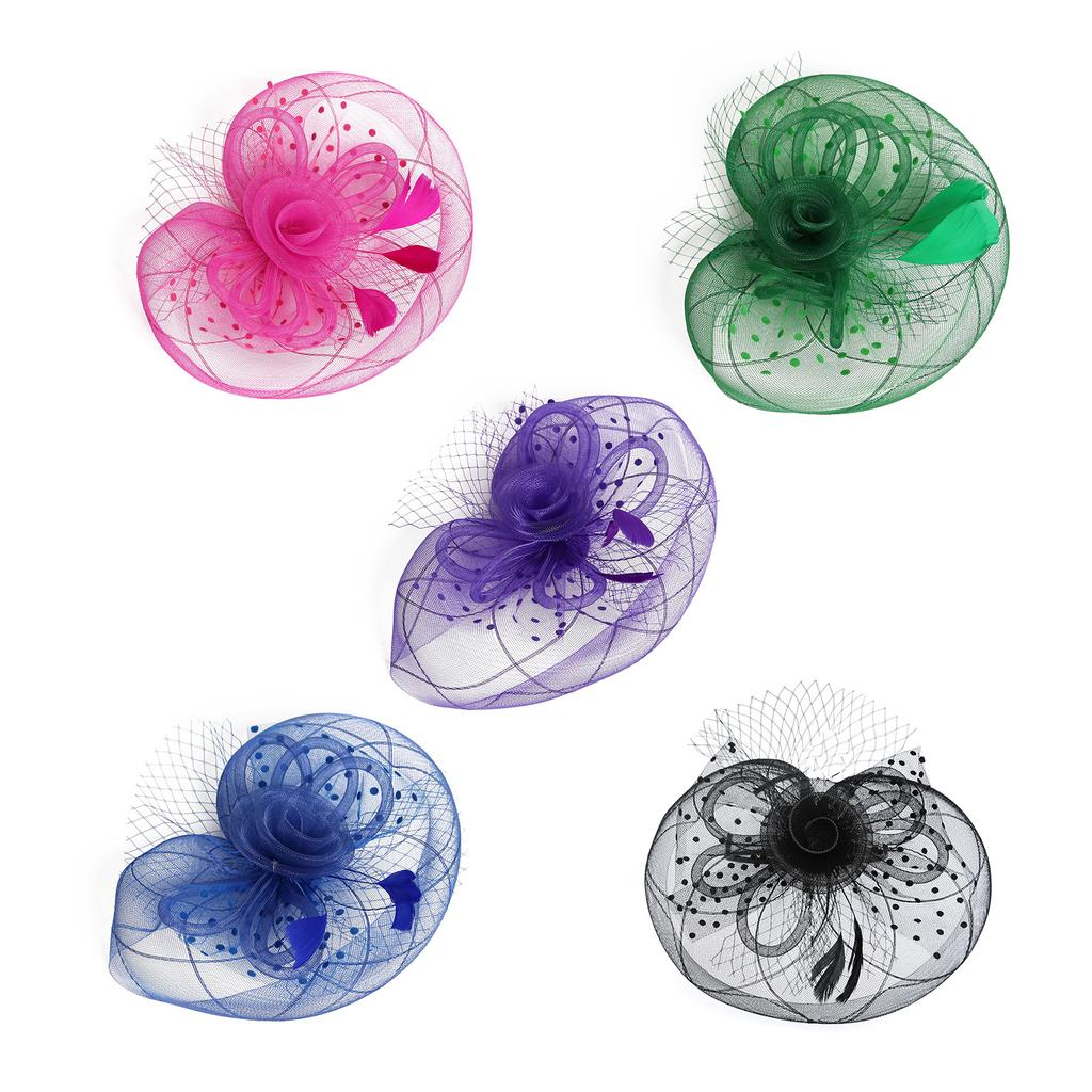Elegant Mesh Fascinator Hat With Feathered And Flower Nonslip Headband For Women TeaParty and Masquerades Event Wear