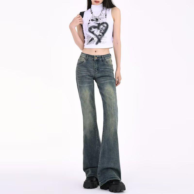 

Новые женские ретро джинсы клеш с низкой посадкой и стрейчем, весна 2025 S: 155-165CM (37.5-45kg)