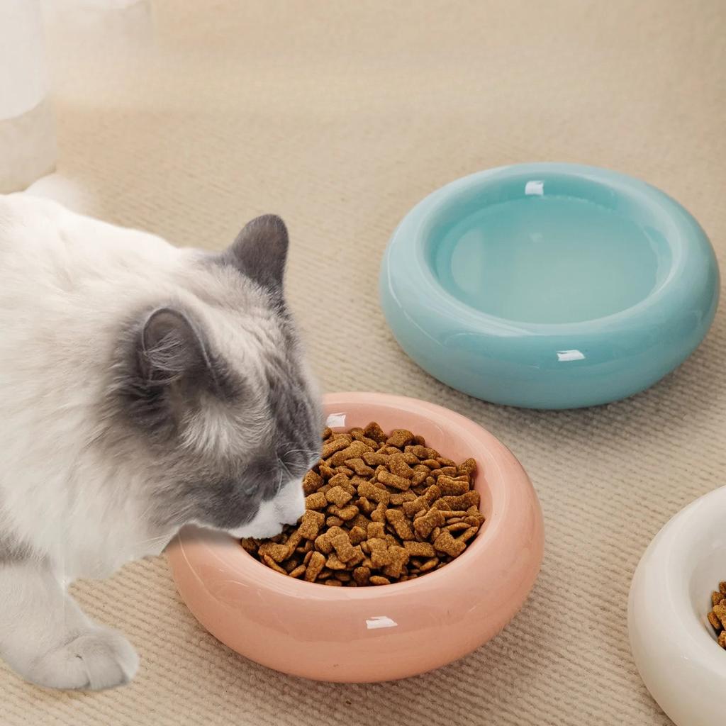 Anti-spill Water Bowls Snack Bowls Ceramic Cat Bowl High Appearance Level Pet Supplies Doughnut Tableware Dudu Cat Food Bowls