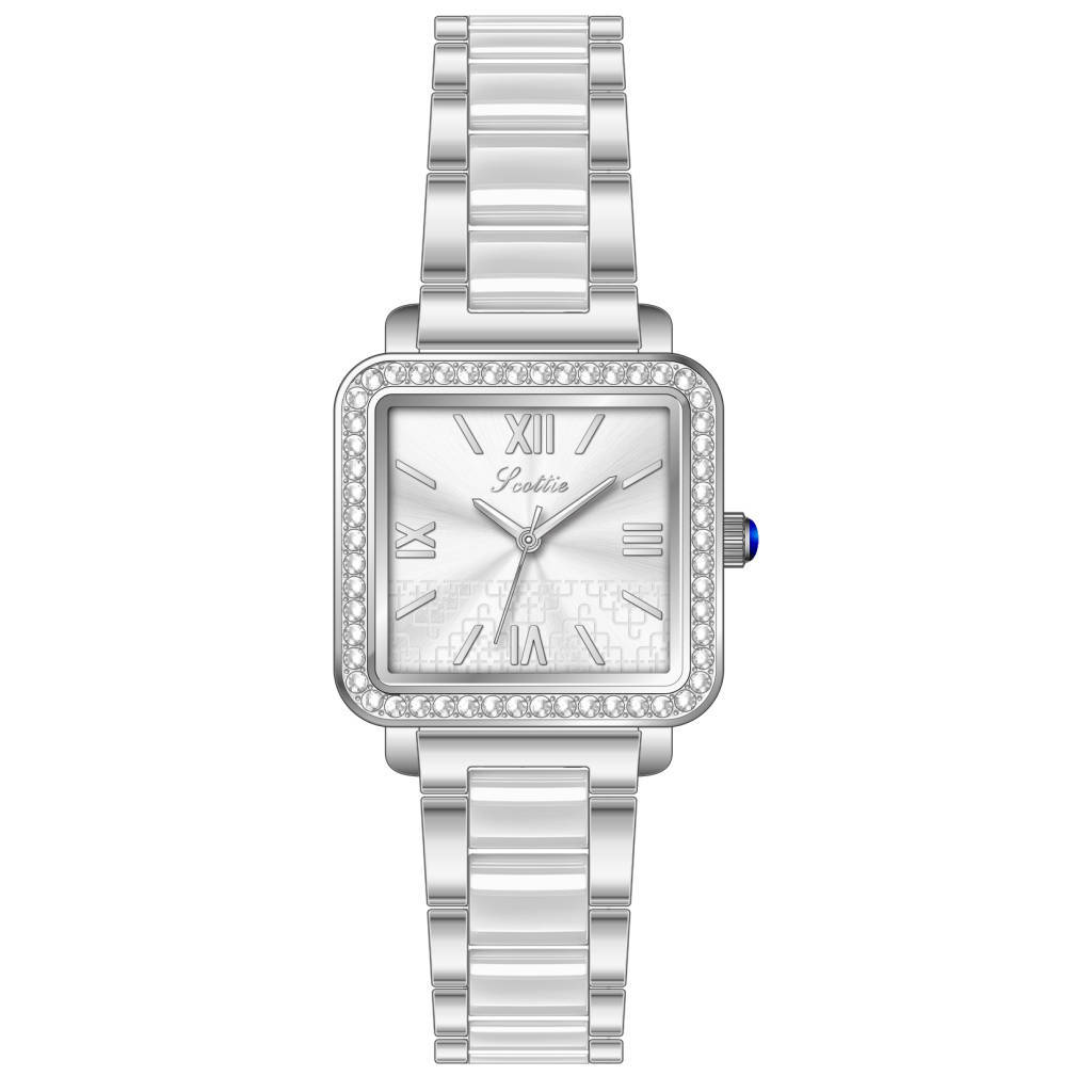 9181 Simple Steel Strap Watch Ceramic Strap Ladies Waterproof Watch