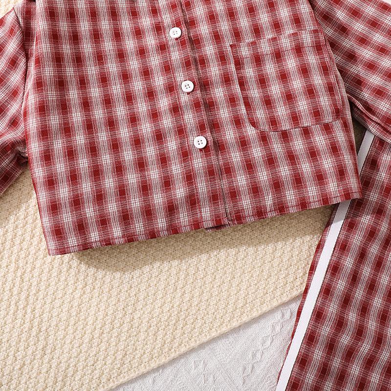 8-12J Mädchenbekleidung Kinder Frühling/Herbst Neuer Stil V-Ausschnitt Langarm Oberteil + Lässige Hose