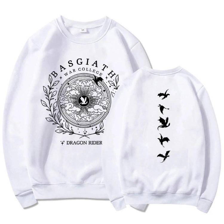 

Basgiath War College Book Lover Gift Women Long Sleeve Pullover Bookish Sweatshirt Fourth Wing 2 Sided Hoodie S