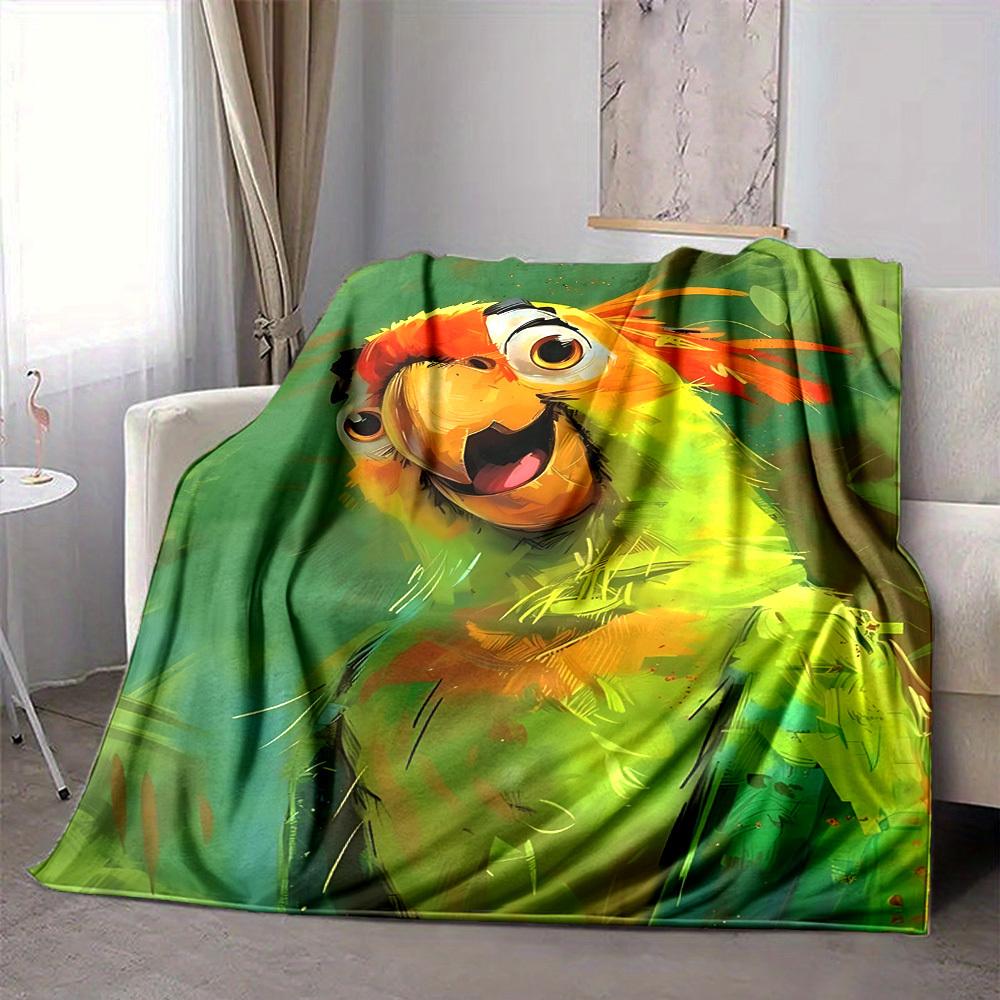 1pc Parrot Jungle Print Blanket   Lightweight Flannel Throw Blanket For Sofa, Bed, Living Room, Office, Outdoor Travel, Camping