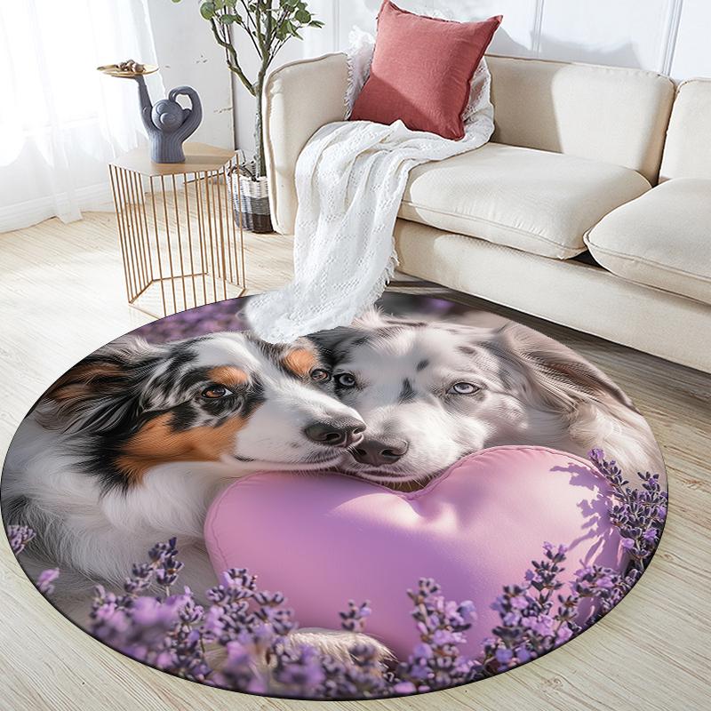Australian Shepherd pattern round rug,Carpet Rug for Living Room Bedroom Playroom ,Non-slip Floor Mat,Holiday Gifts and Birthday Gifts.
