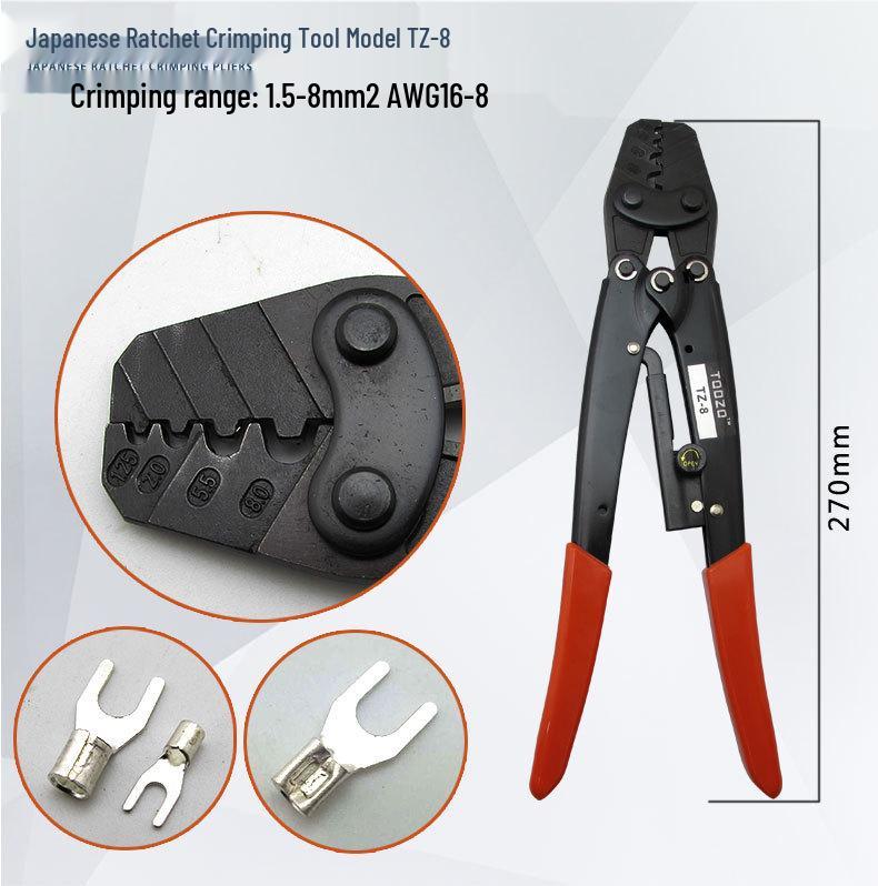 Ratchet Terminal Crimping & Wire Stripping Pliers for Copper/Bare Terminals