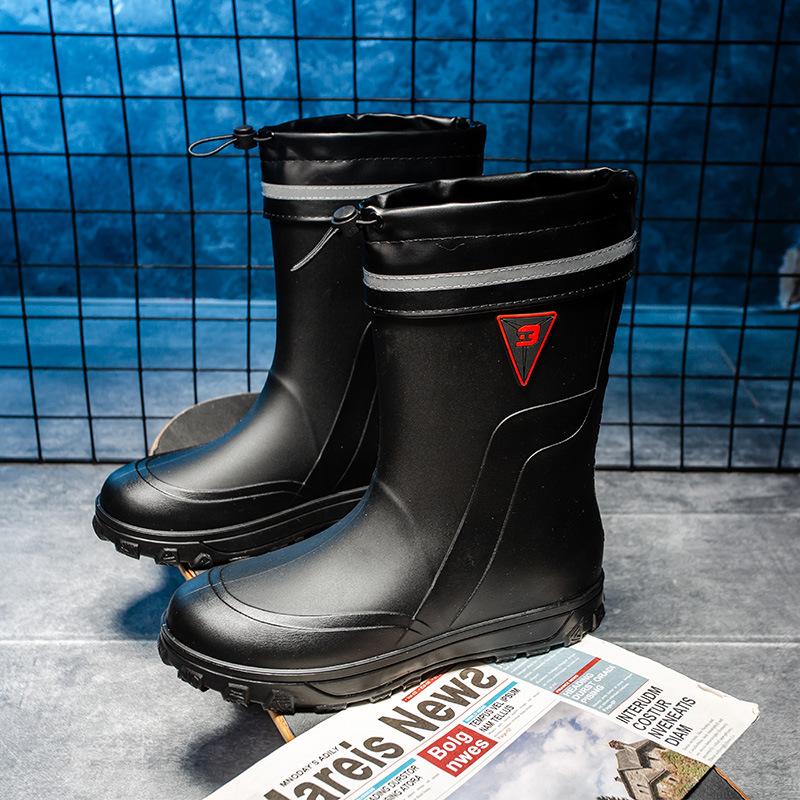 Men Rain Boots Non-slip Mid Calf Boots Waterproof Rubber Shoes Fishing Water Boots Fishing Non-slip Kitchen Rain Shoes 39-44