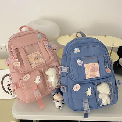 This Is a Large-capacity Backpack, There Are Cute Bears and Stickers, Suitable for High School and College Students To Use.