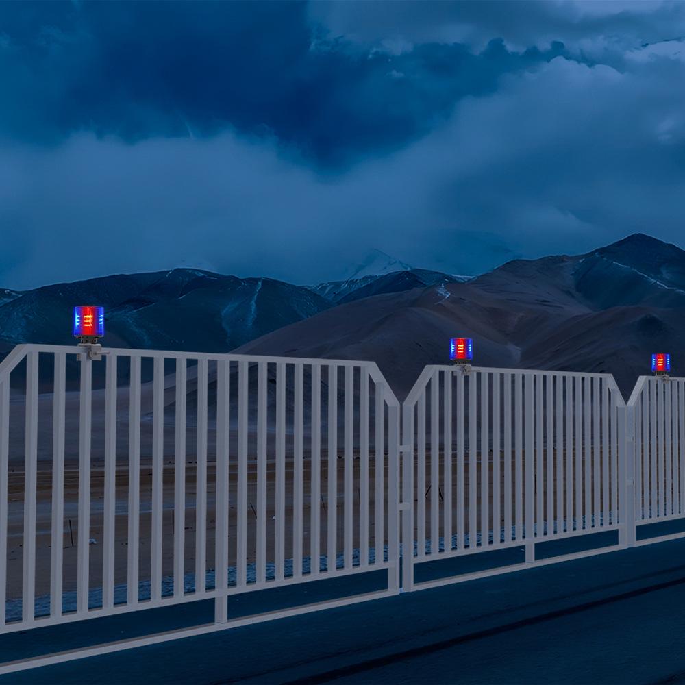 Solar Traffic Signal: Red/Blue Flashing Light with Alarm Sound