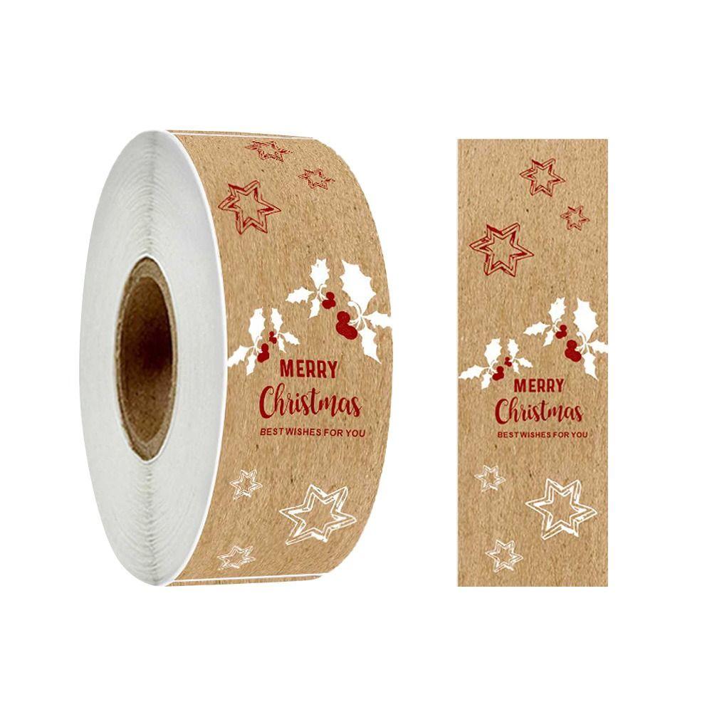 Supplies Package Decoration Xmas Sealing Label Kraft Paper Wrapping Decals Merry Christmas Stickers