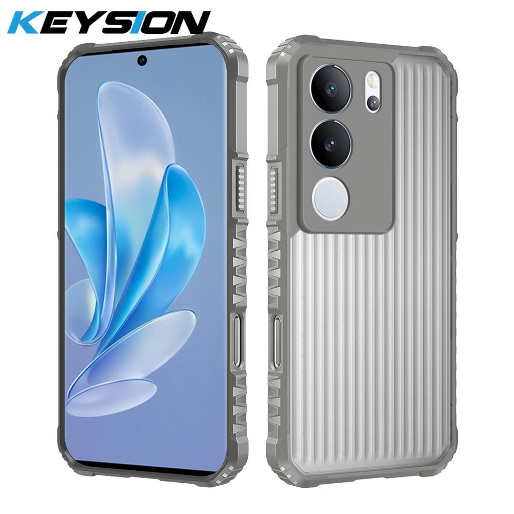 KEYSION Heavy Duty Shockproof Phone Case for VIVO V29 5G V27 5G Soft Silicone+PC Translucent Matte Back Cover for VIVO V25 V29 5G