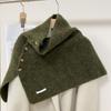 Winter Pullover Split Shawl Sweater for Women Knit Solid Color Turtleneck Scarf Casual Wear Cape Windproof Shoulder Wrap