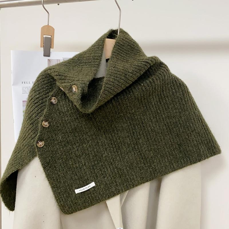 Winter Pullover Split Shawl Sweater for Women Knit Solid Color Turtleneck Scarf Casual Wear Cape Windproof Shoulder Wrap