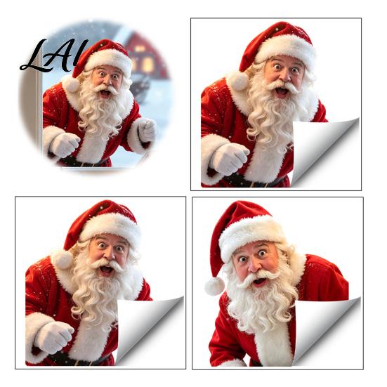 Large Santa Window Poster Creative Claus Static Cling Glue‑Free Christmas Glass Sticker Waterproof Seasonal Decorations Reusable Holiday Decor for