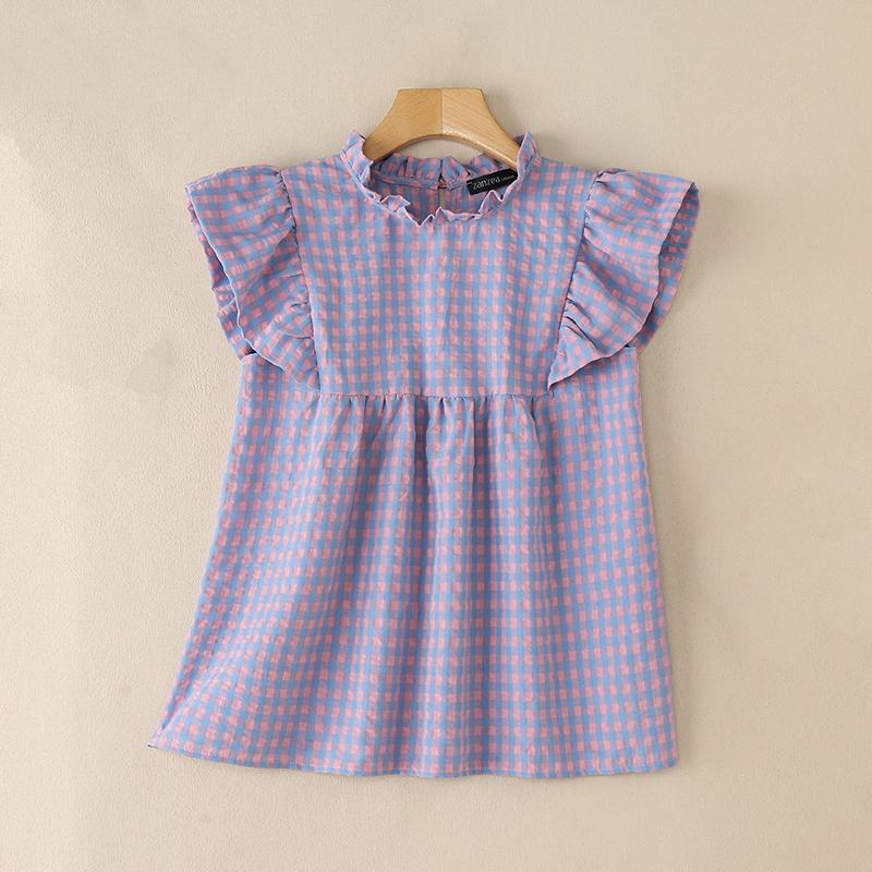 

ZANZEA Women Summer Grid Print Loose Short Sleeve Blouse 4XL розовый