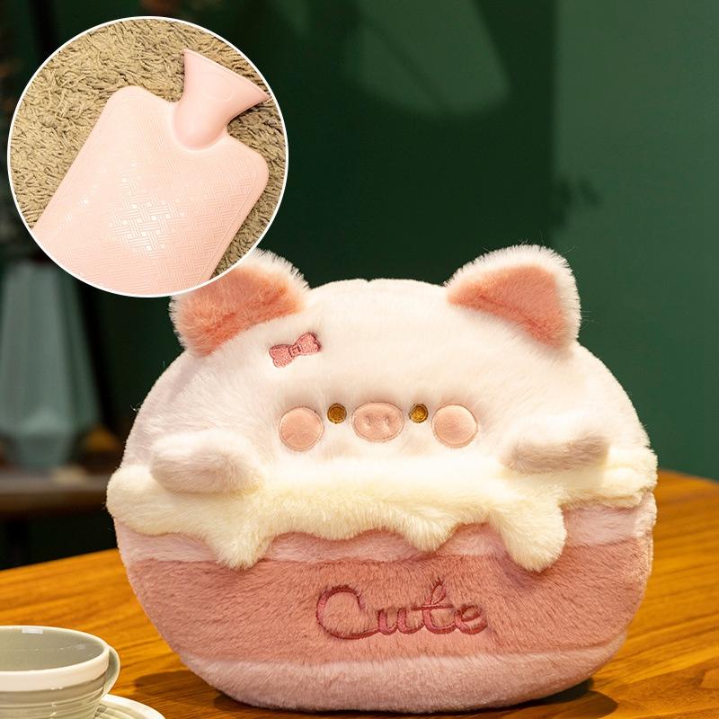 Cute Cartoon Plush Hand Warmer Bag For Girls Keep Your Hands Warm In Winter Double As Hot Water Bottle Cake Pig Design