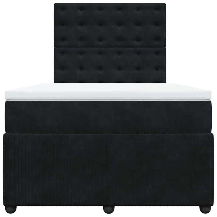 Exclusive House - Slatted Bed Base with Black Velvet Mattress 120x190 Cm