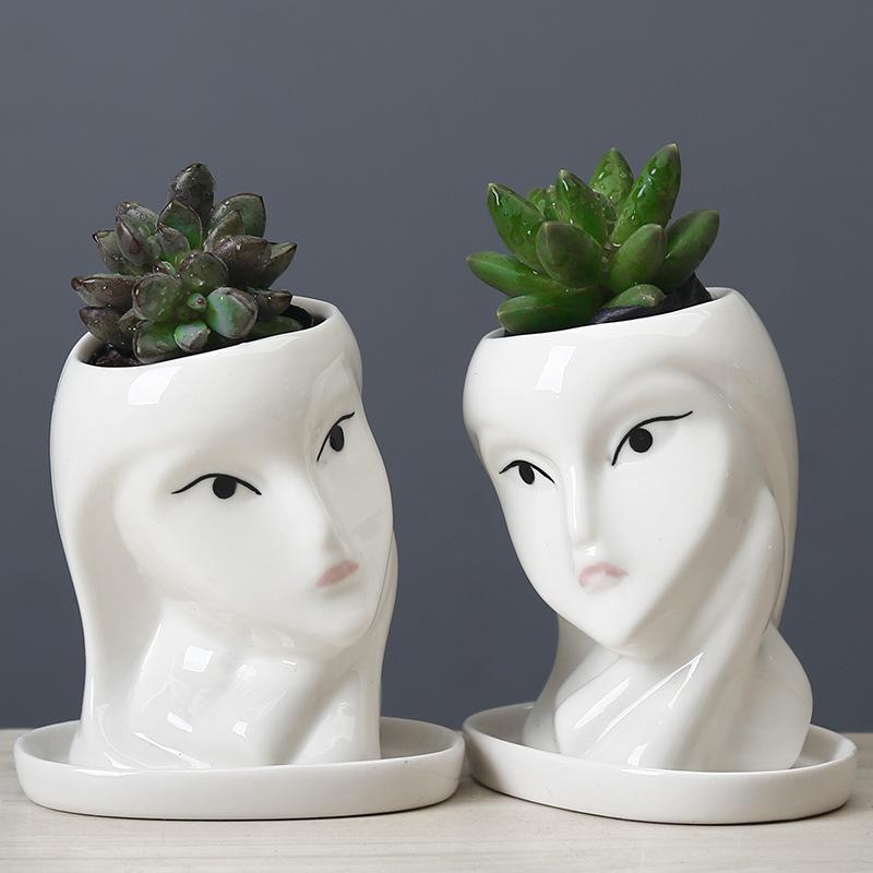 Cartoon Character Ceramic Flower Pot Cute Succulent Flower Pot Creative Home Gardening New Product