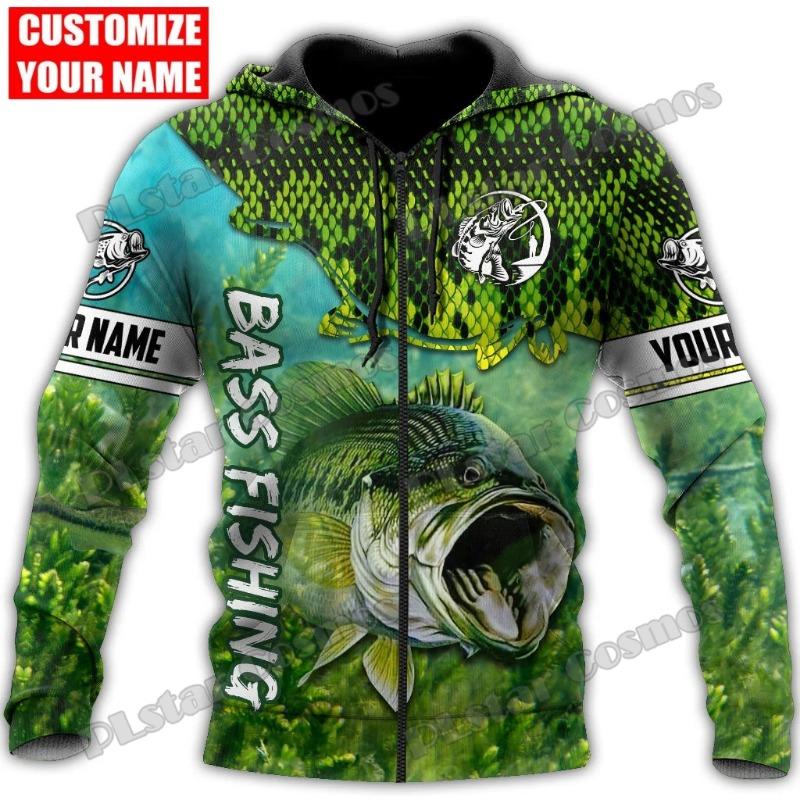 

Мужская толстовка с капюшоном и свитшотом с персонализированным именем BASS FISHING 3D с принтом по всей поверхности, унисекс, повседневный пуловер, осенняя куртка на молнии QDY23