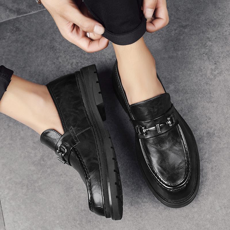 Platform Men Shoes Dress Shoes Commerce Slip-On Shoe Leather Men Comfortable Lazy Breathable Loafers New Arrival Driving Shoes