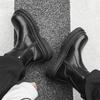 Casualowy trend mody męskie skórzane buty na grubej podeszwie outdoorowe buty robocze jesienno-zimowe ciepłe buty z wysoką cholewką 59690-J