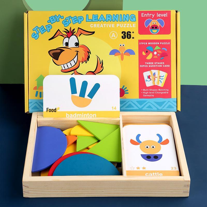 Creative Geometric Cartoon Animal & Transportation Tangram Puzzle for Kids