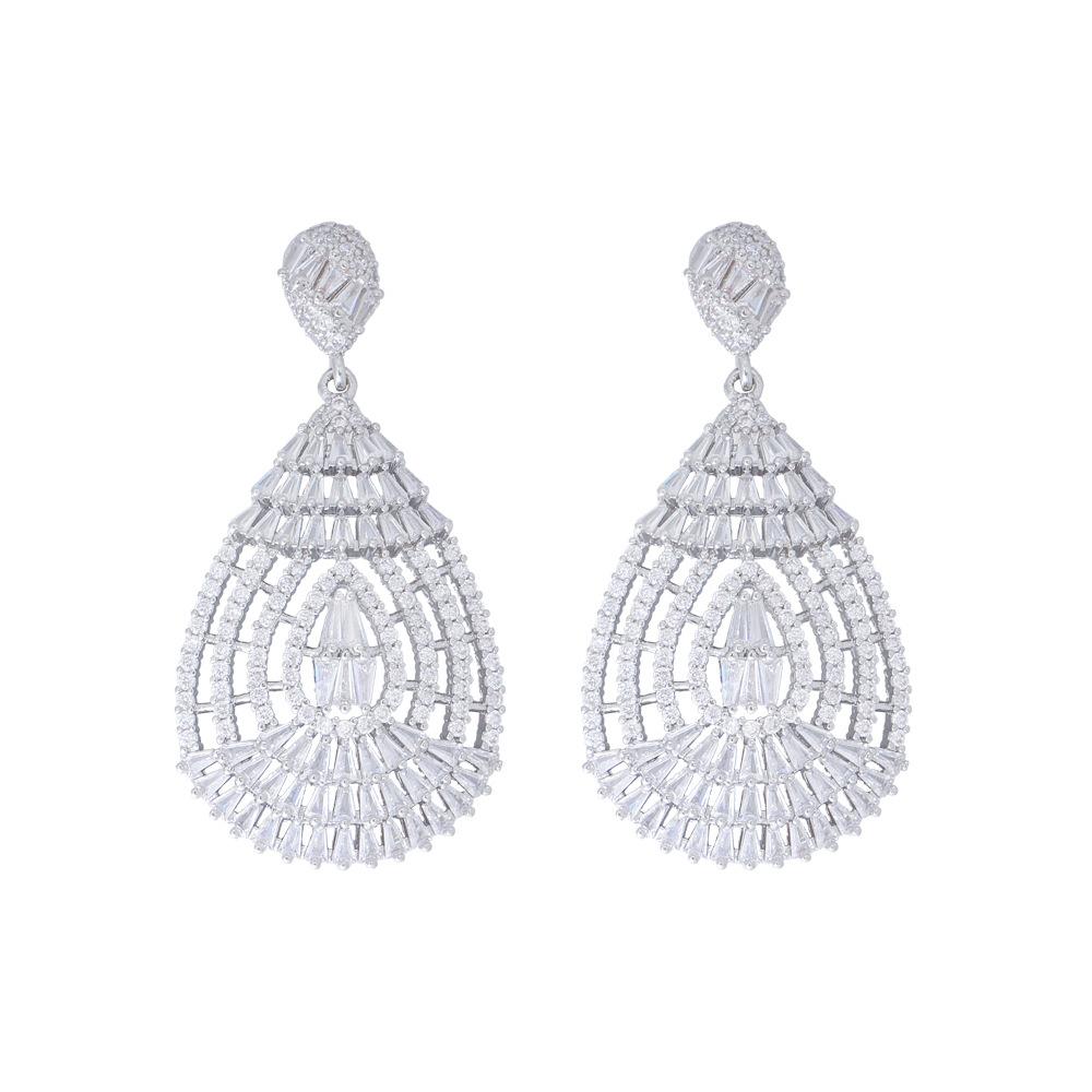 Schmuck Voll Diamant Hohl Wassertropfen Ohrringe Elegant Großzügig Messing Zirkon Kopf- und Ohrschmuck