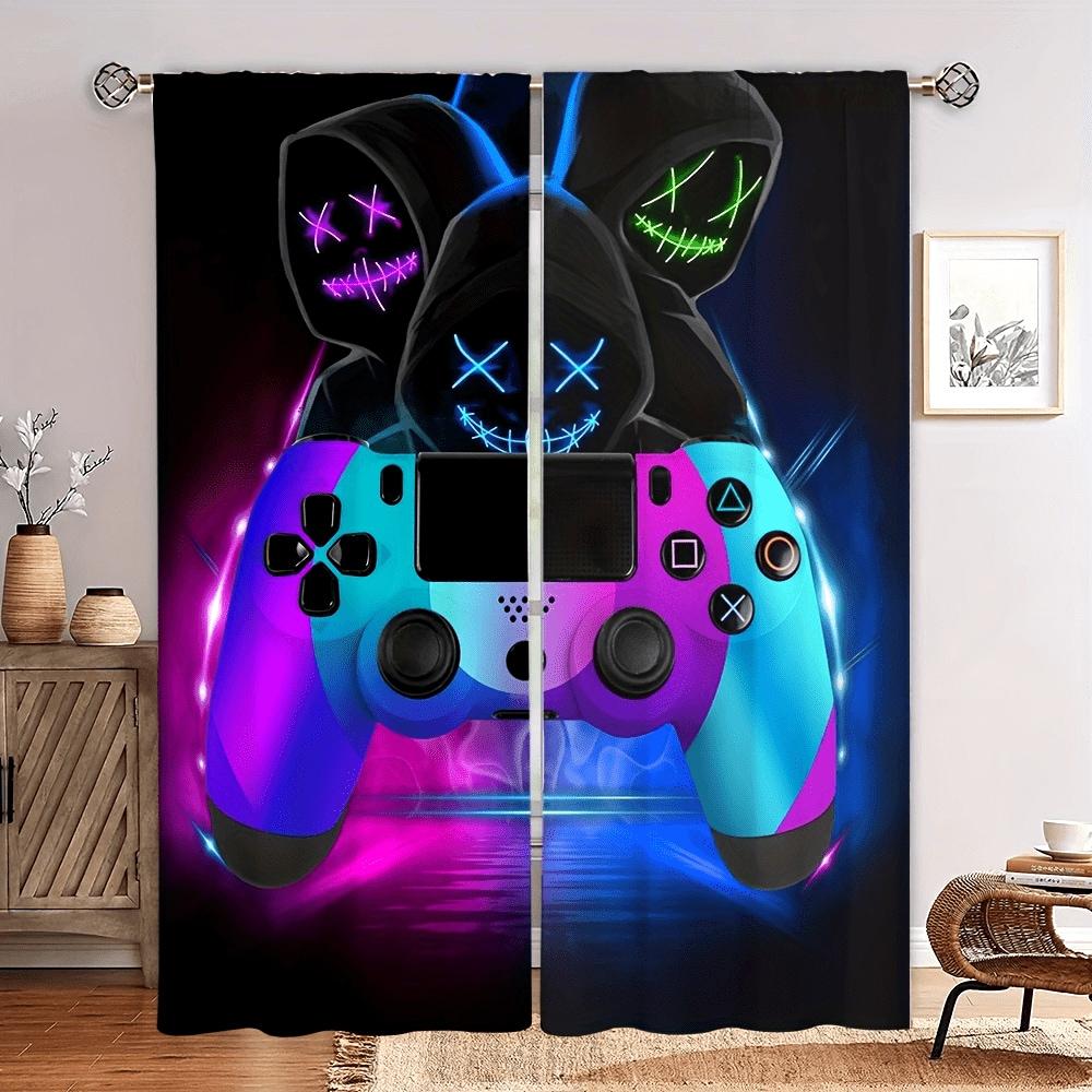 

2pc Game Controller Curtains, Digital Cartoon Style, Suitable for Bedrooms & Living Rooms, Rod Pocket Decorative Curtains 53x116CM-2PC