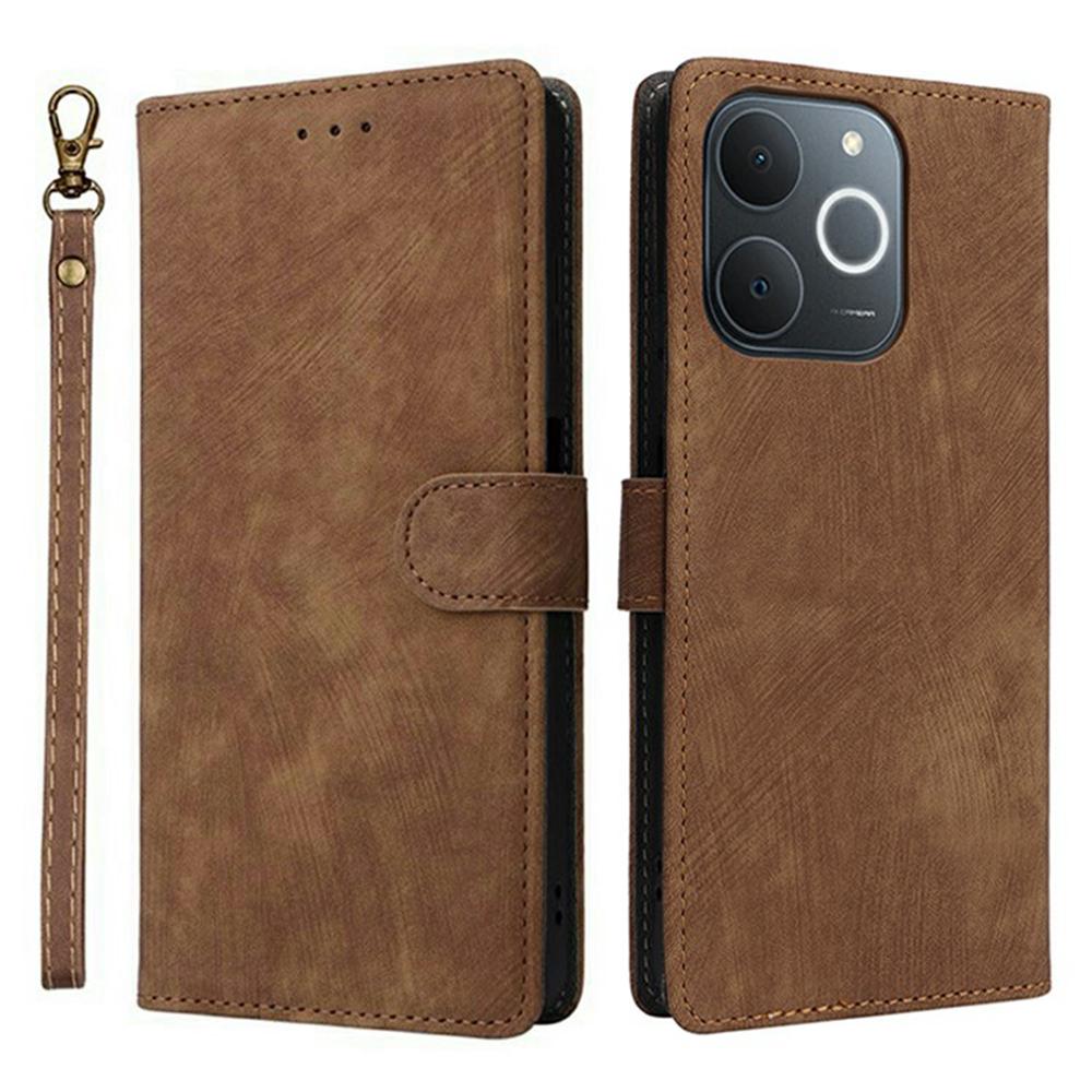 Etui portfelowe dla Realme Note 70T 4G/Note 70 4G/Narzo 80 Lite 4G/Realme C71 4G (Indie) Blokujący RFID Pokrowiec na telefon ze skóry PU z podstawką i paskiem