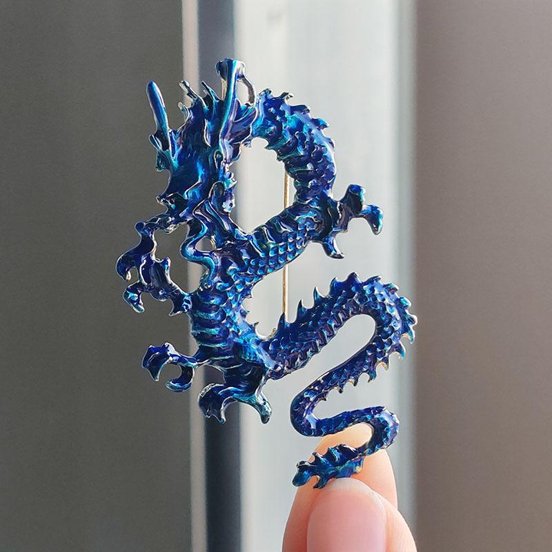 Painted Oil Fashion Chinese Dragon Brooch Brooch Corsage Male and Female Animal Accessories