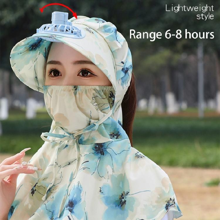 Summer Sun Hat with Fan for Women Girls Neck Flap Adjustable Hat Sunshades