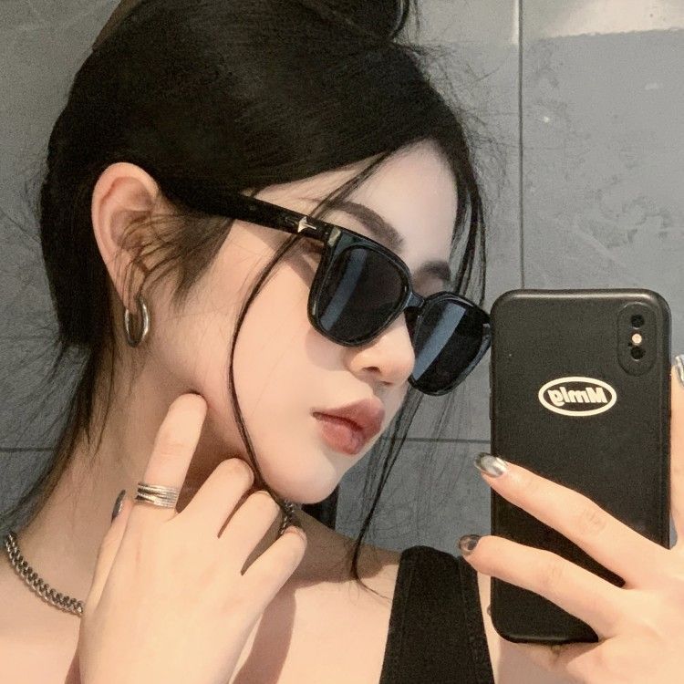 Hnědé sluneční brýle Dámské Kulatý obličej Tenké Čtvercové Bílý rámeček Sluneční brýle Pokročilý smysl