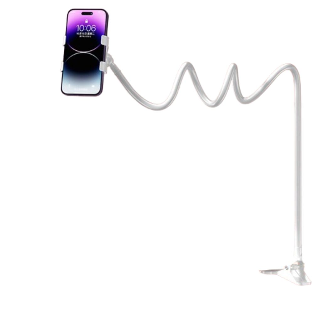Long Arm Phone Spiral Holder Flexible Bedside Clip Mount  Live Broadcast Support white 70cm   phone