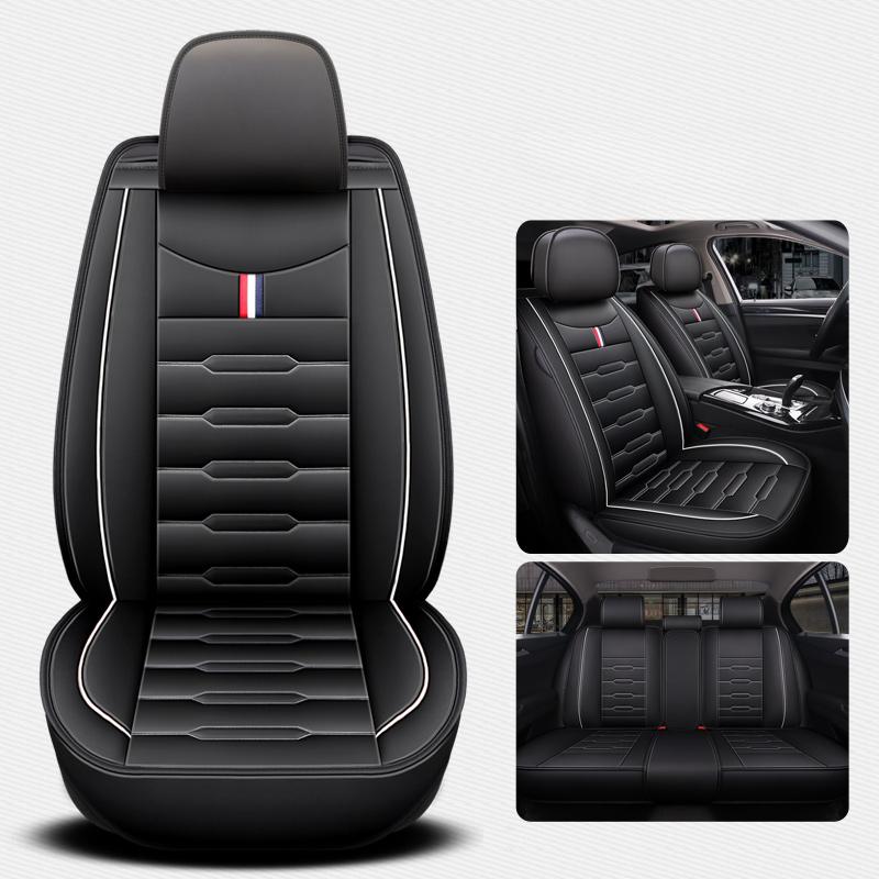 5- Seater Full Seat Universal Car Seat Cover, Breathable and Waterproof Faux Leather Automotive Seat Covers for Cars SUV Sedan