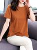 Women Summer Spring Fashion Cotton Blouses Shirts Lady Fashion Casual Short Sleeve O-Neck Solid Color T-shirt Blusas Tops