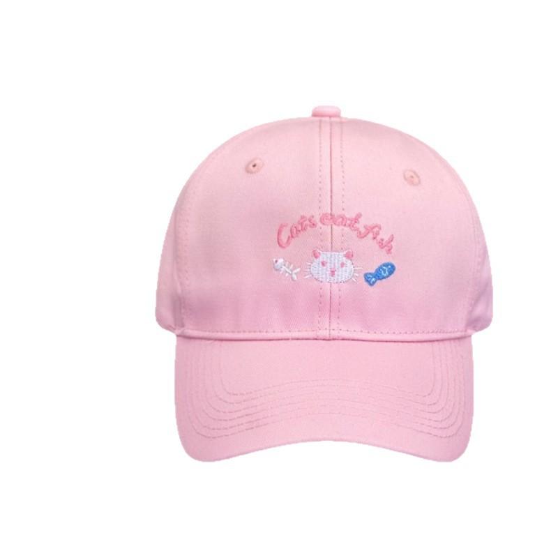 Sweet And Cute Kitten Embroidered Baseball Cap Women'S Summer Japanese Face Small Versatile Sun Hat Sports Cap Tide