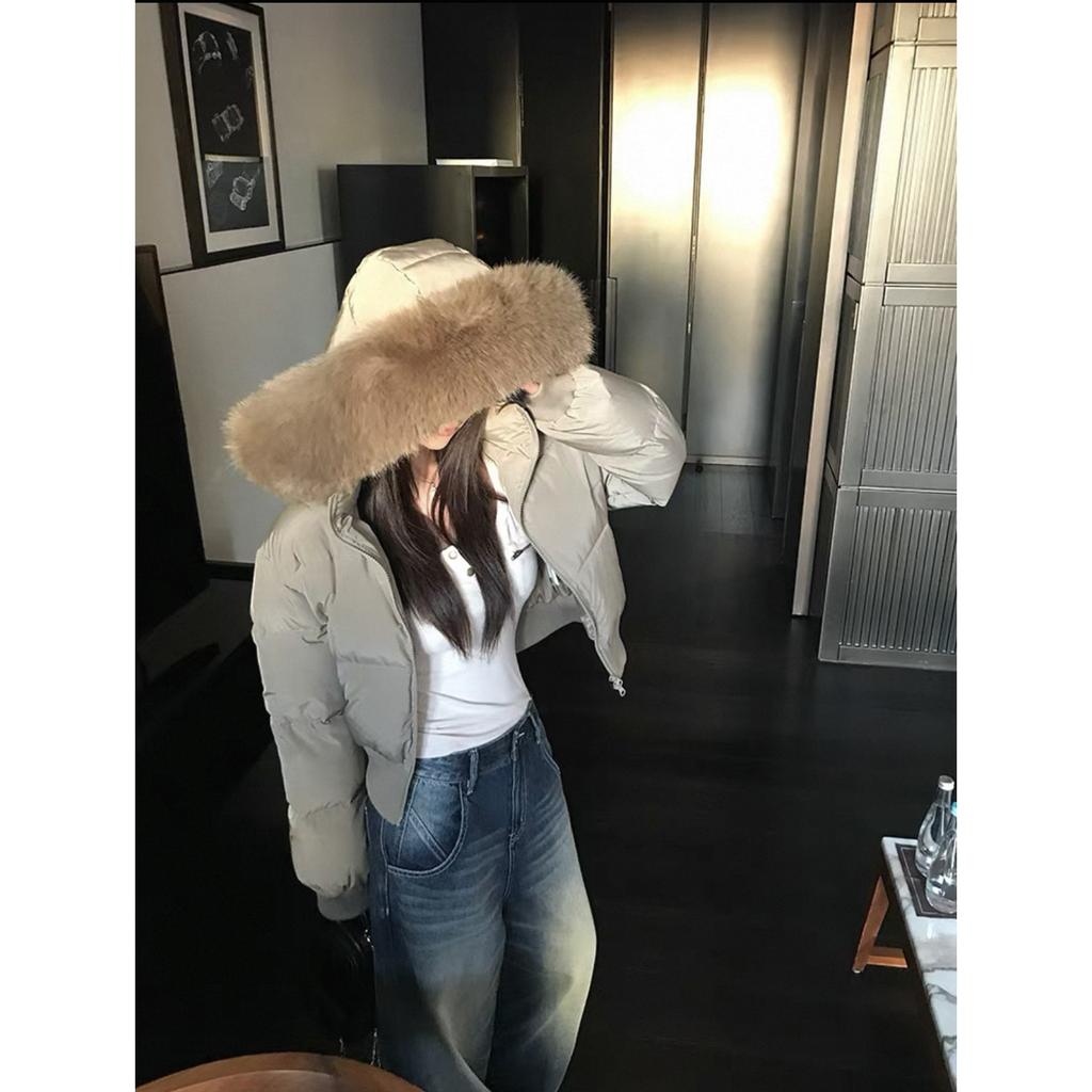 Simple Solid Color Short Parka Coat Street Zipper Hooded Short Cotton Clothing  Winter Clothes Women Jacket Women