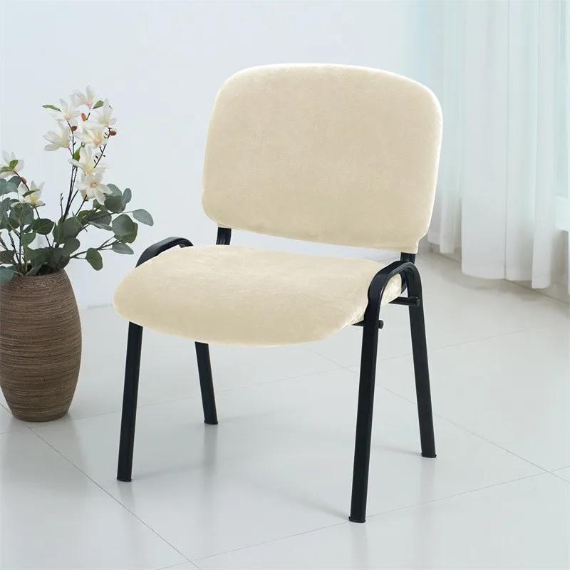 2Pcs/Set Soft Velvet Folding Dining Chair Cover Elastic Backrest Seat Cover Computer Seat Slipcovers for Banquet Home Decor