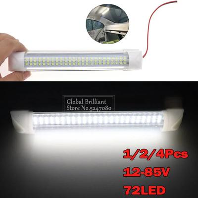 1x/2x/4x 72 LED Bar Car Interior White Strip Light Car Interior Lamp with On/Off Switch Van Cabin Lorry Truck Camper Boat Camper